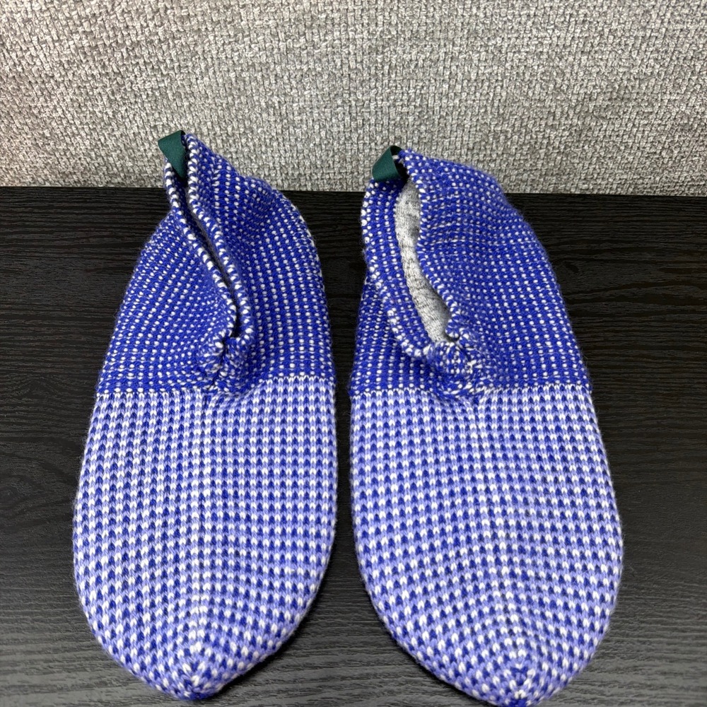 Bombas Gripper Slipper Mens Large Blue Knit Indoor House Shoe/Slipper Excellent